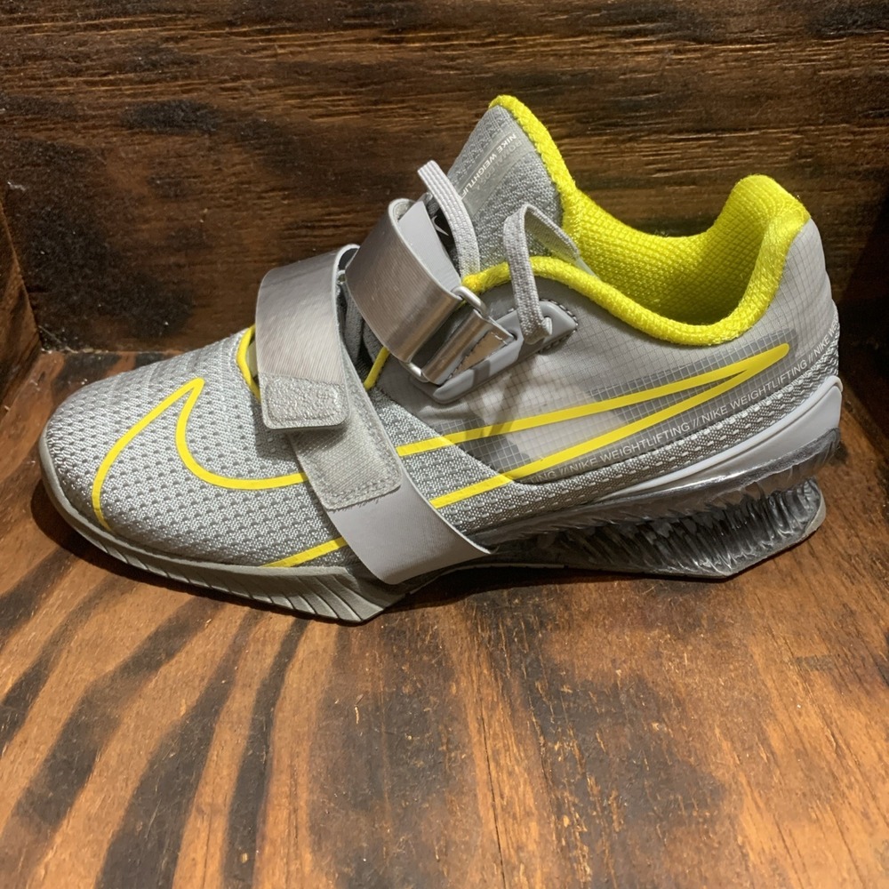 Nike Romaleos 4 Wolf Grey Yellow Weightlifting Shoes CD3463-002 Men 7 Women 8.5